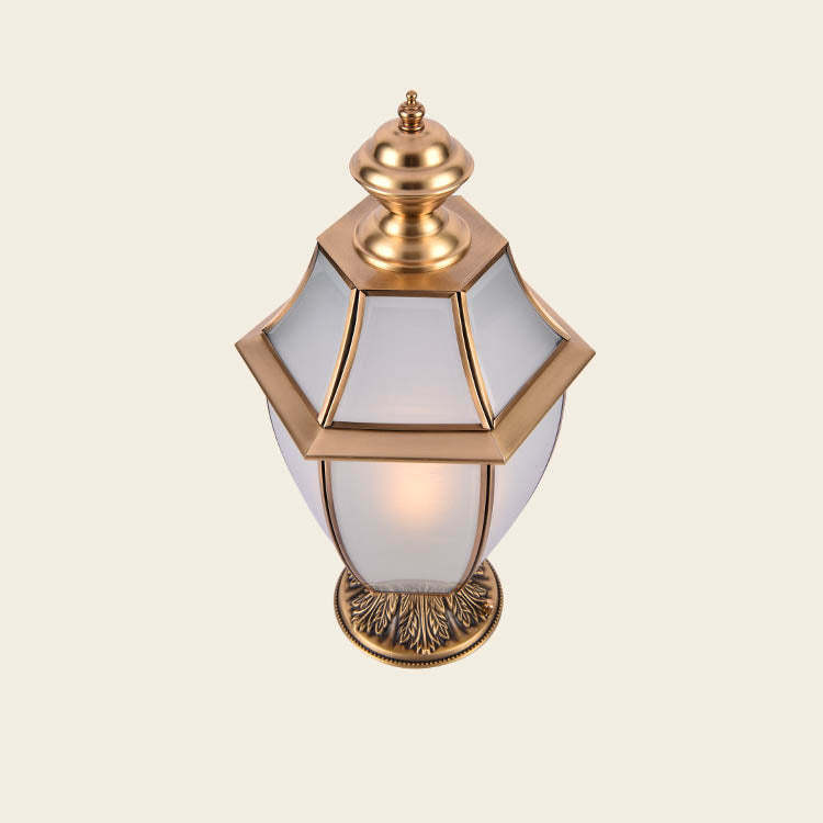 Scandinavian Hexagonal Bell Glass Brass Outdoor Light