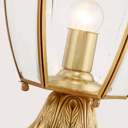 Scandinavian Hexagonal Bell Glass Brass Outdoor Light — Clear Glass / 220V-240V For UK/AU