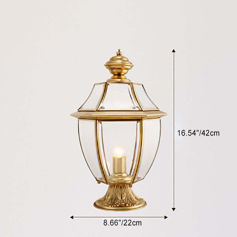 Scandinavian Hexagonal Bell Glass Brass Outdoor Light — Frosted Glass / 220V-240V For UK/AU
