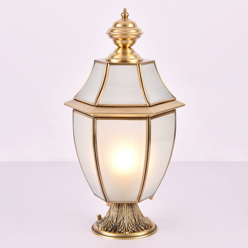 Scandinavian Hexagonal Bell Glass Brass Outdoor Light