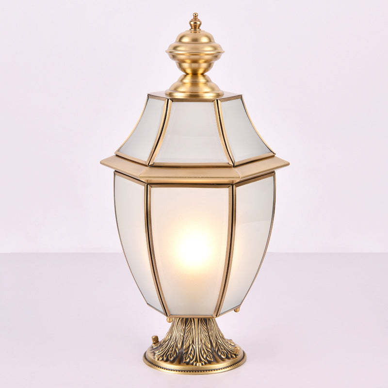 Scandinavian Hexagonal Bell Glass Brass Outdoor Light
