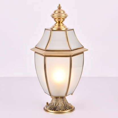 Scandinavian Hexagonal Bell Glass Brass Outdoor Light