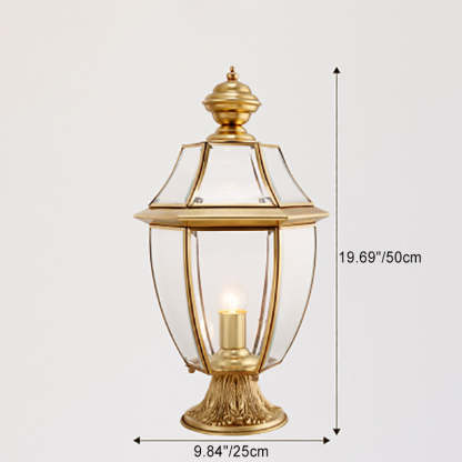 Scandinavian Hexagonal Bell Glass Brass Outdoor Light — Diamond Glass / 110V-120V For US/CA