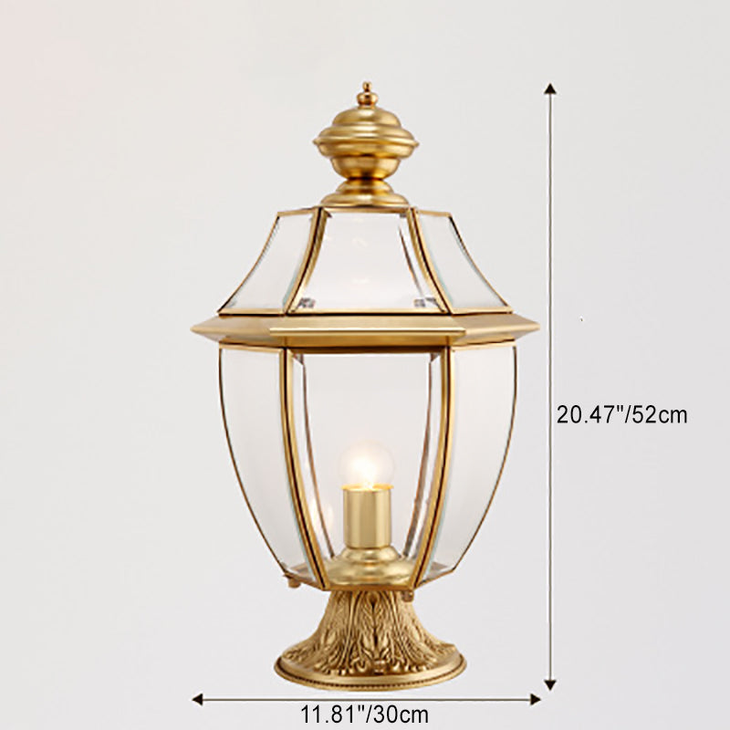 Scandinavian Hexagonal Bell Glass Brass Outdoor Light — Diamond Glass / 220V-240V For UK/AU