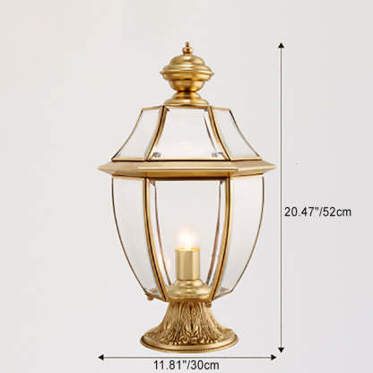 Scandinavian Hexagonal Bell Glass Brass Outdoor Light — Diamond Glass / 220V-240V For UK/AU