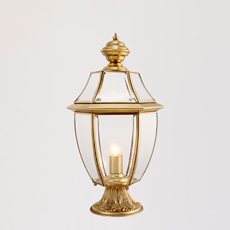 Scandinavian Hexagonal Bell Glass Brass Outdoor Light