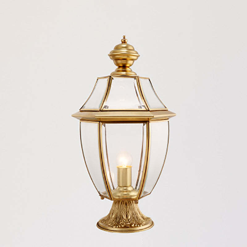 Scandinavian Hexagonal Bell Glass Brass Outdoor Light
