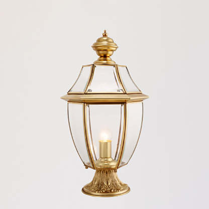 Scandinavian Hexagonal Bell Glass Brass Outdoor Light