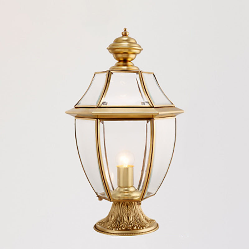 Scandinavian Hexagonal Bell Glass Brass Outdoor Light