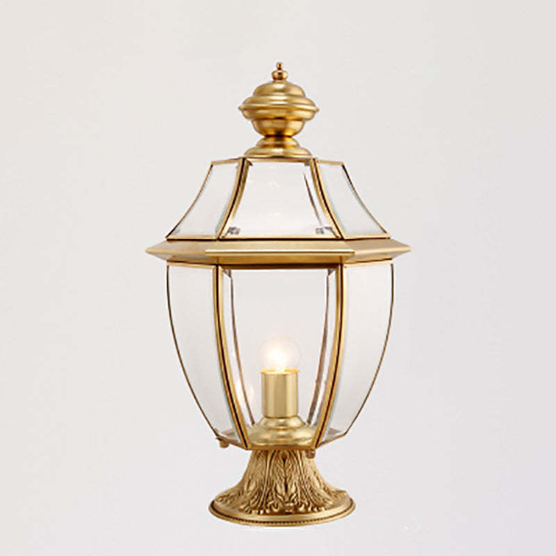 Scandinavian Hexagonal Bell Glass Brass Outdoor Light