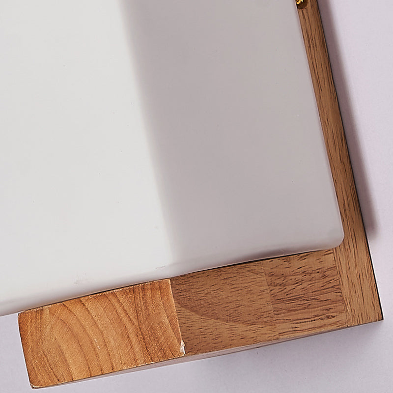 Japanese Rectangle Glass Wood Wall Sconce