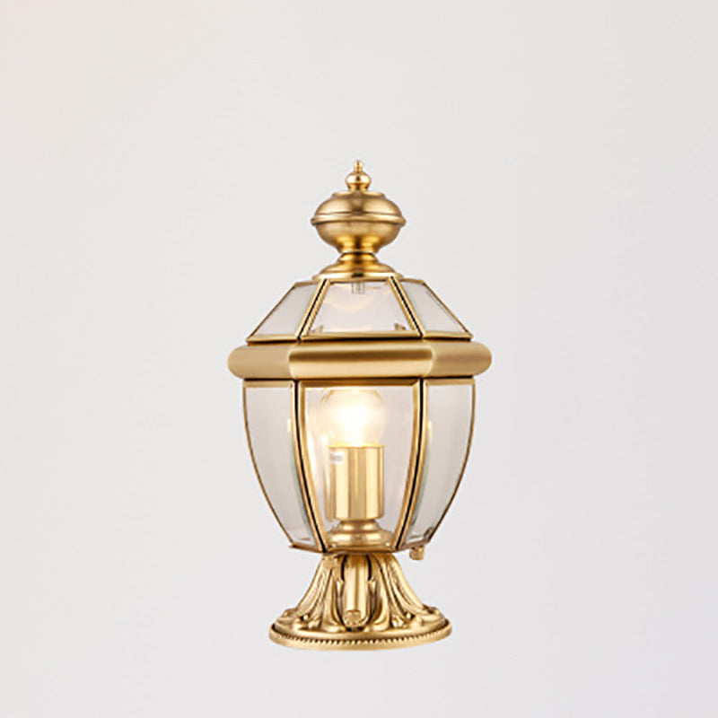 Modern Hexagonal Bell Glass Brass Outdoor Light
