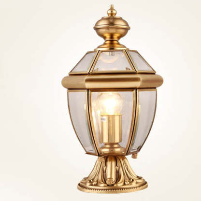 Modern Hexagonal Bell Glass Brass Outdoor Light