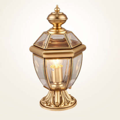 Modern Hexagonal Bell Glass Brass Outdoor Light