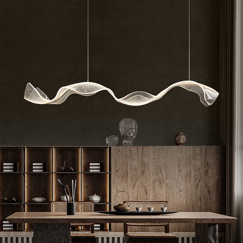 Minimalist Wave Acrylic Aluminum LED Island Chandelier