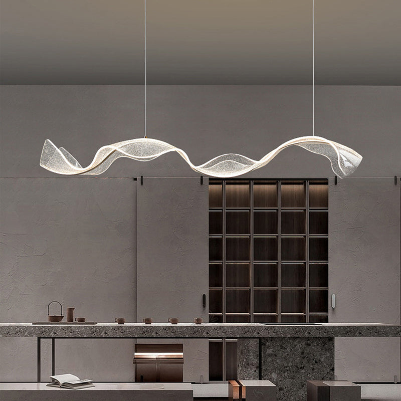 Minimalist Wave Acrylic Aluminum LED Island Chandelier