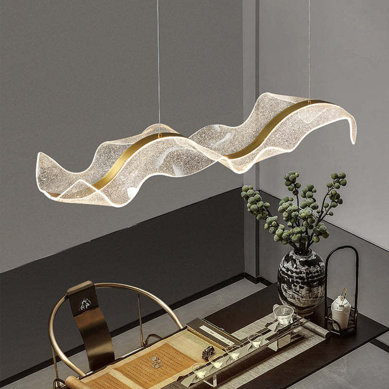 Minimalist Wave Acrylic Aluminum LED Island Chandelier