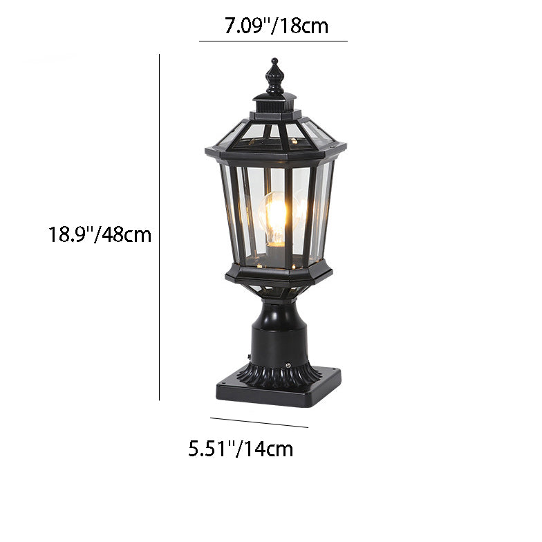 Vintage Octagonal Curved Linear Glass Aluminum Outdoor Light
