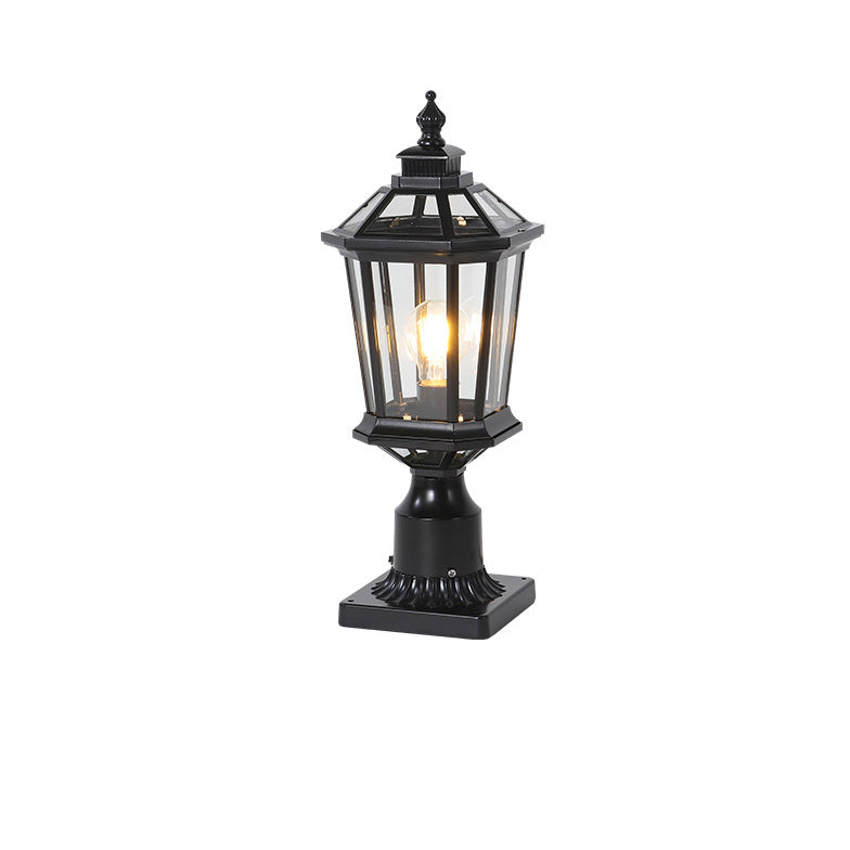 Vintage Octagonal Curved Linear Glass Aluminum Outdoor Light