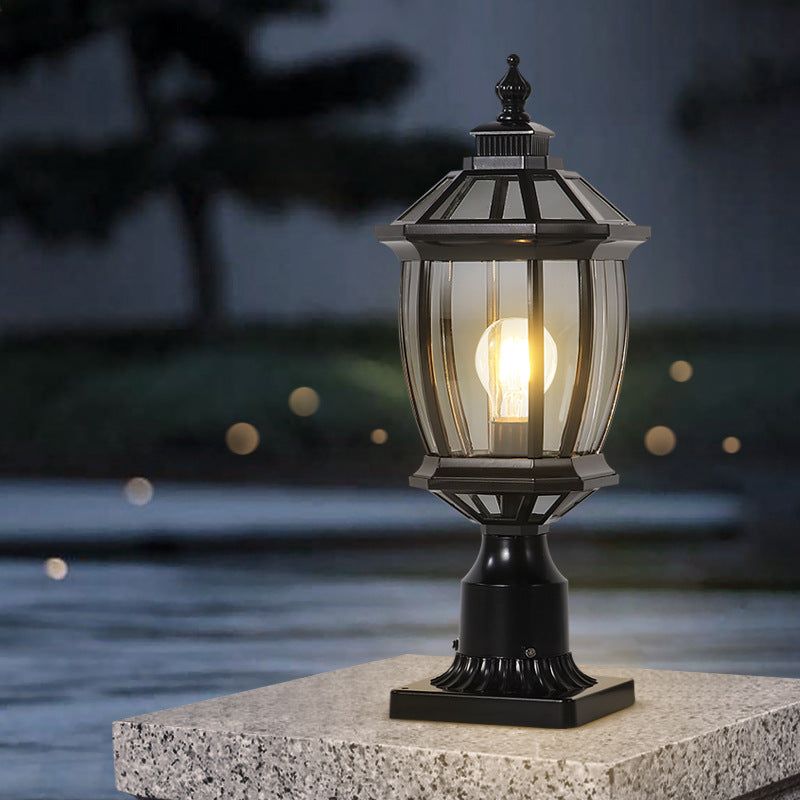 Vintage Octagonal Curved Linear Glass Aluminum Outdoor Light