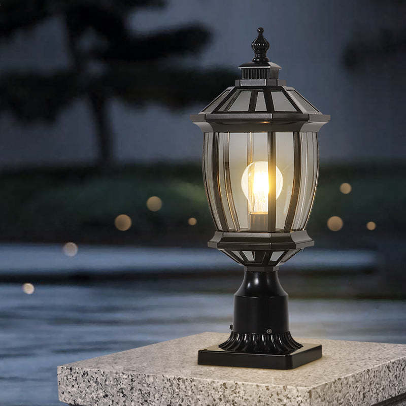 Vintage Octagonal Curved Linear Glass Aluminum Outdoor Light