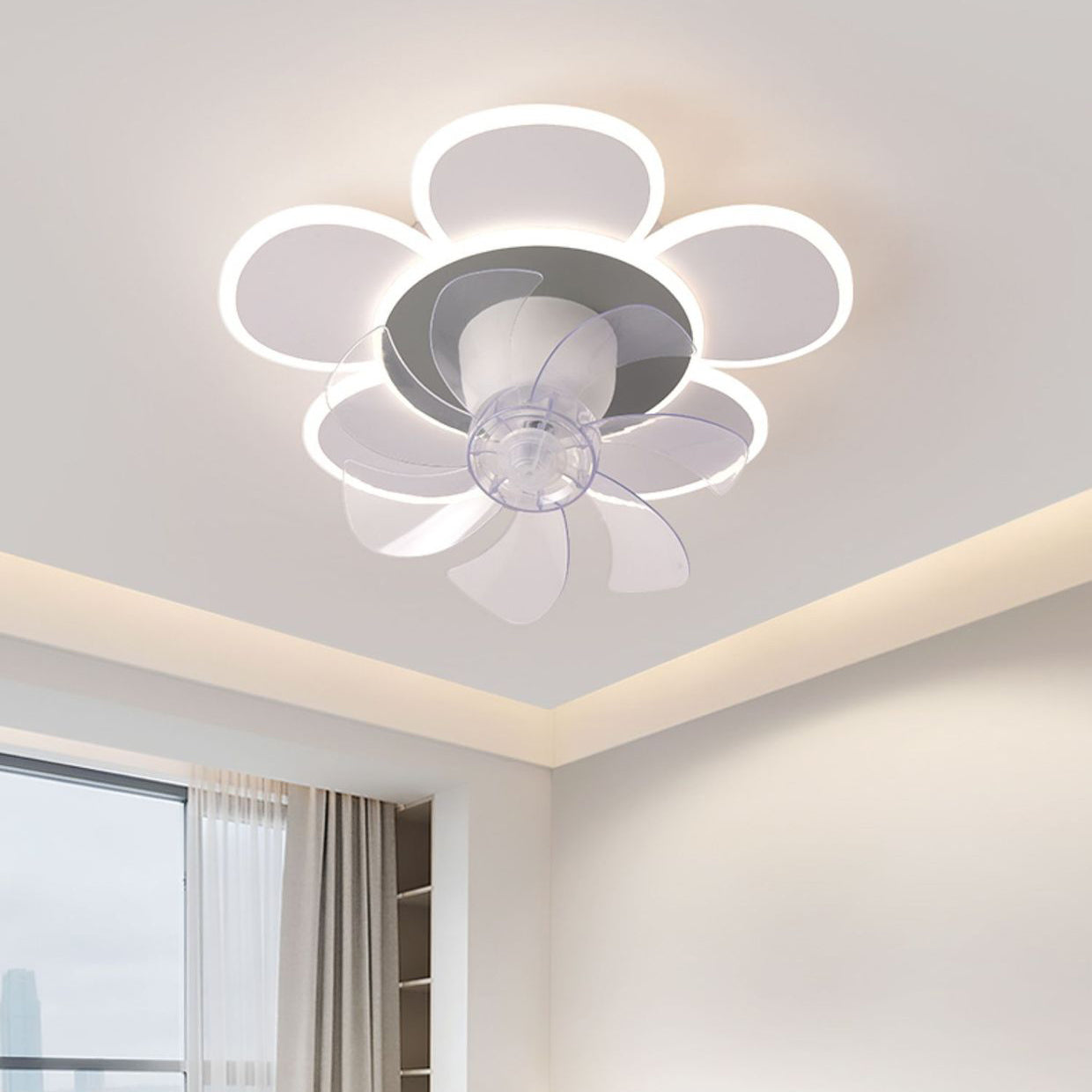 Minimalist Flower Flush Mount Ceiling Fan
