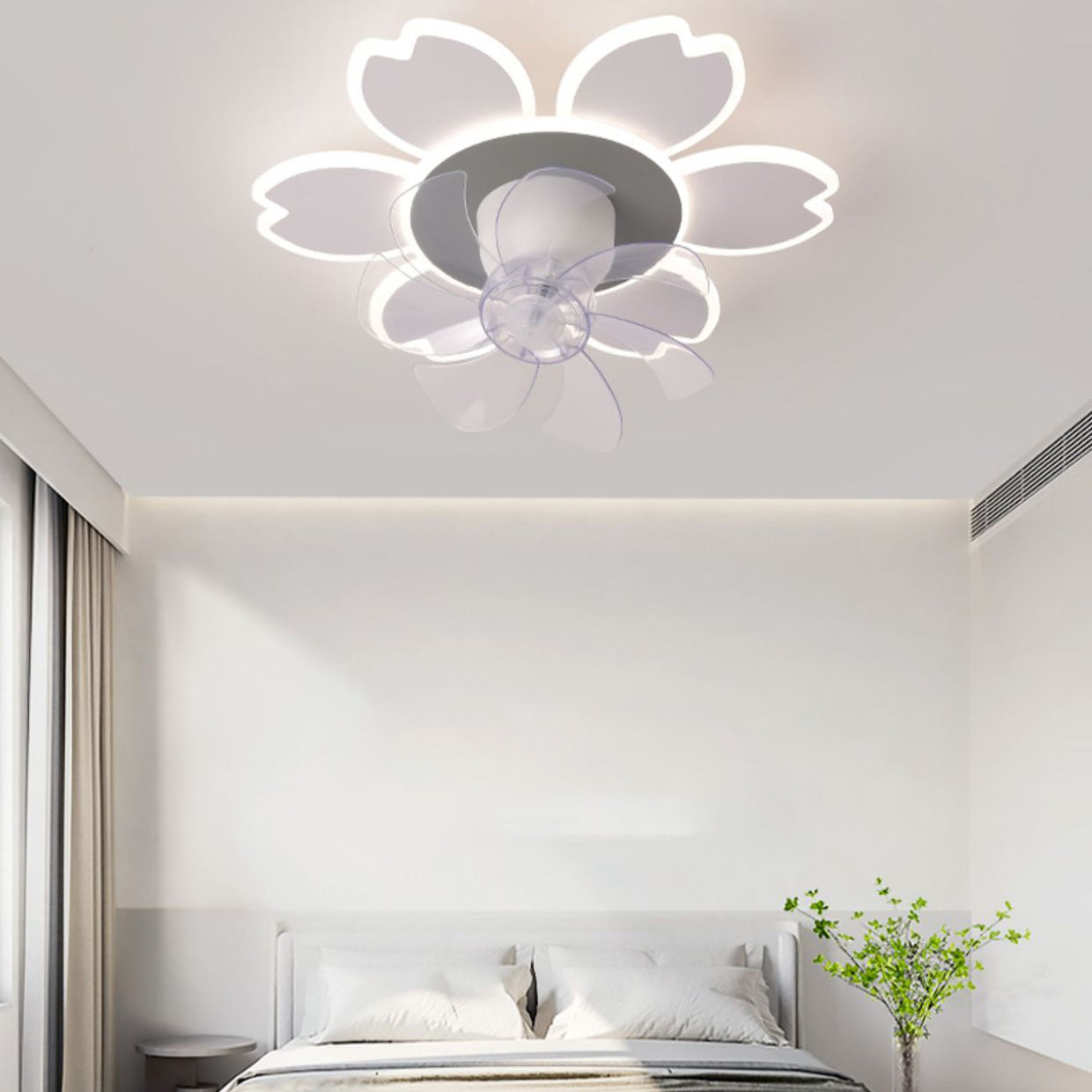 Minimalist Flower Flush Mount Ceiling Fan