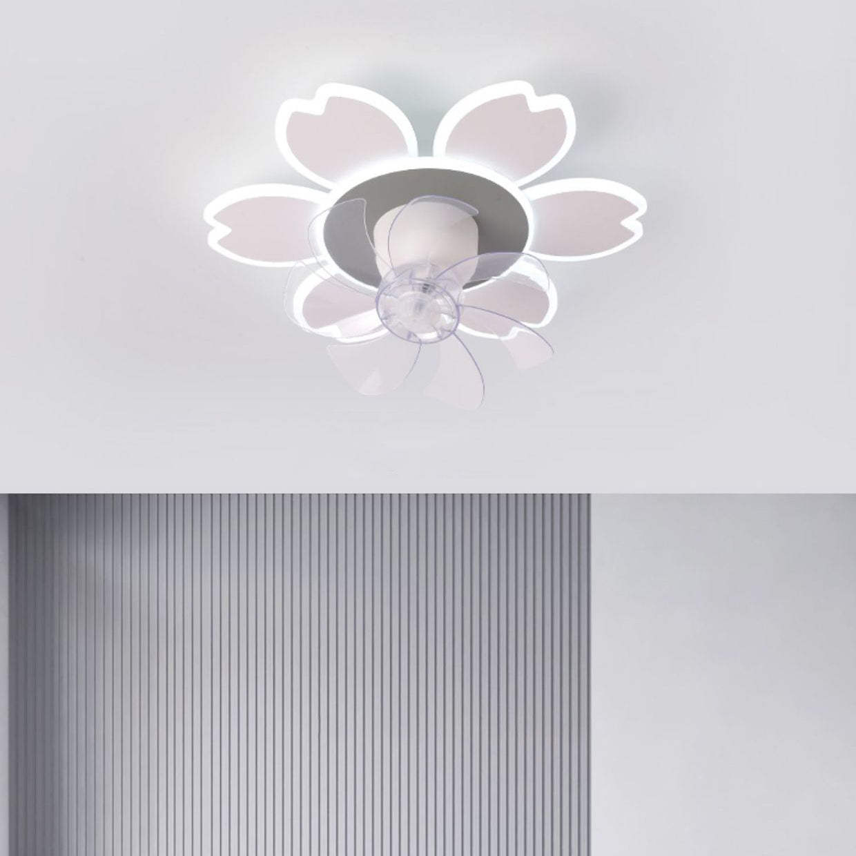 Minimalist flower white acrylic ceiling fans, Lighom — 220V-240V (UK/AU