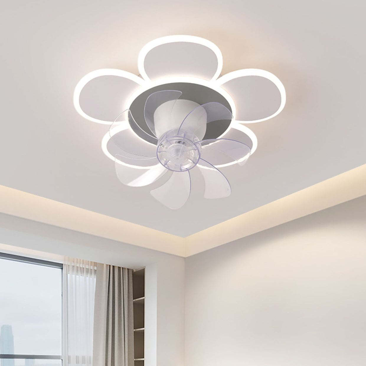 Minimalist Flower Flush Mount Ceiling Fan