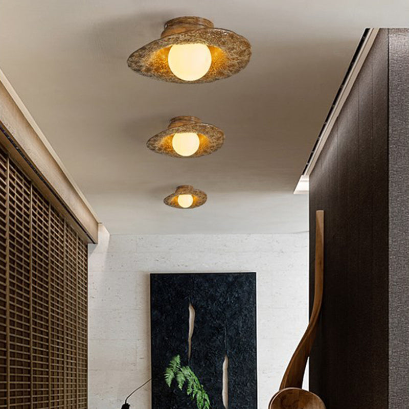 Contemporary Resin Ball 1-Light Semi-Flush Ceiling Light