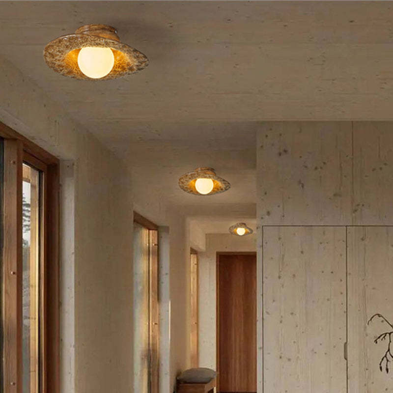 Contemporary Resin Ball 1-Light Semi-Flush Ceiling Light — White / 220V-240V For UK/AU