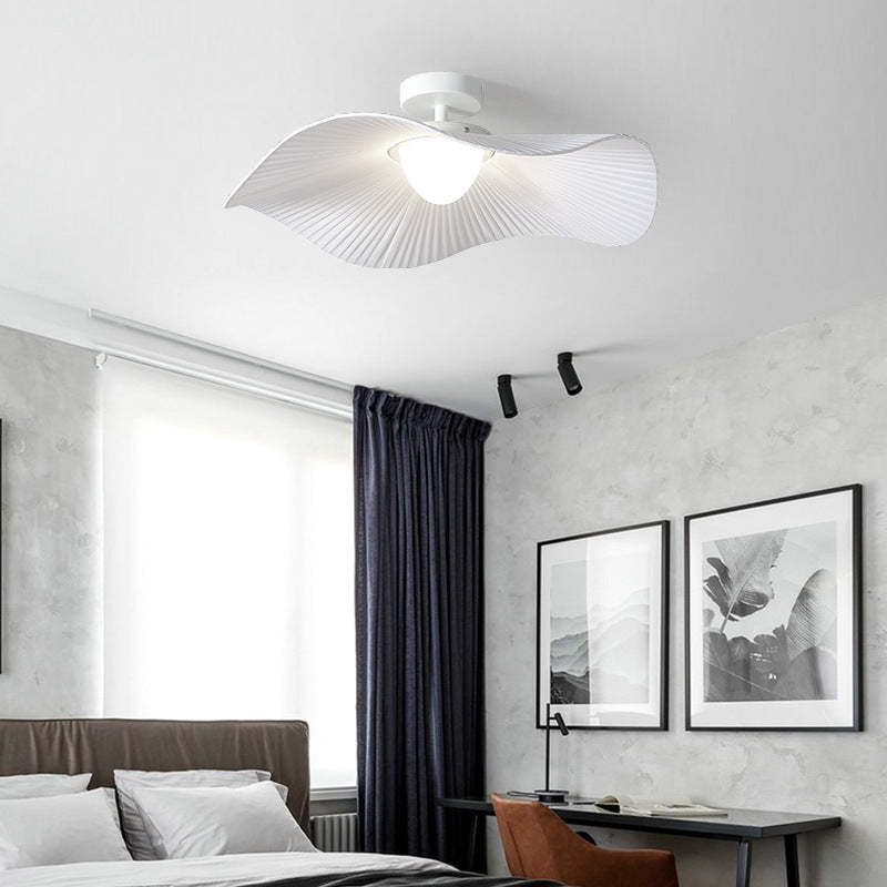 Cream iron semi-flush ruffle semi-flush mount light - traditional — 7.87" H x 23.62" Dia / Warm White (3000K) /...