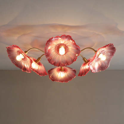 Scandinavian Glass Branch Flower Ceiling Light — 6 / Red / 110V-120V For US/C