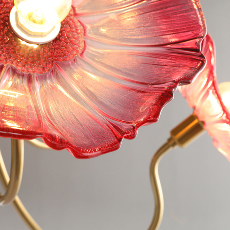 Scandinavian Glass Branch Flower Ceiling Light — 6 / Red / 220V-240V For UK/AU