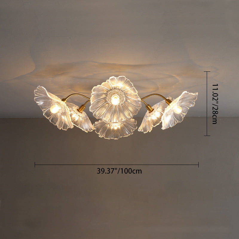 Scandinavian Glass Branch Flower Ceiling Light — 6 / White / 110V-120V For US/C