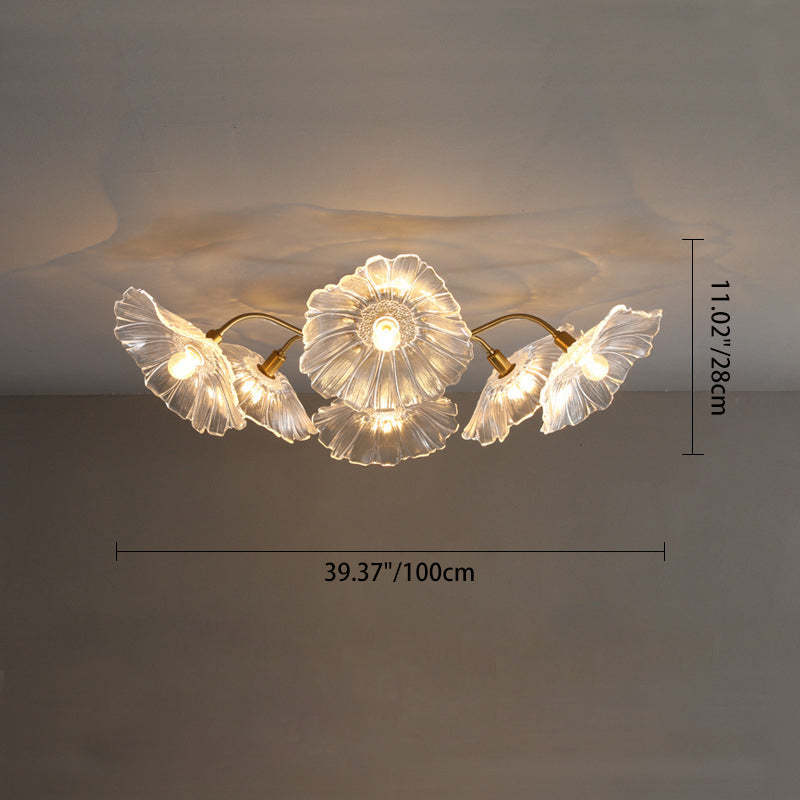 Scandinavian Glass Branch Flower Ceiling Light — 6 / White / 110V-120V For US/C