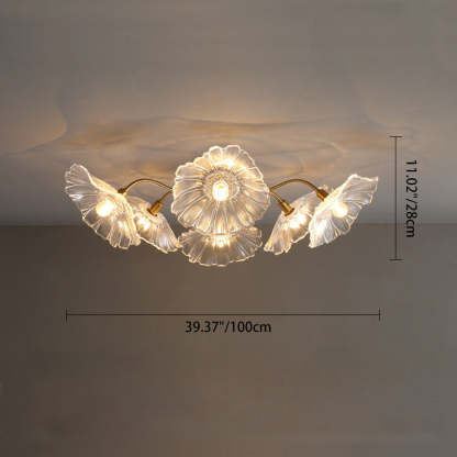 Scandinavian Glass Branch Flower Ceiling Light — 6 / White / 110V-120V For US/C