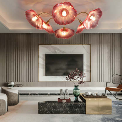 Scandinavian Glass Branch Flower Ceiling Light — 5 / White / 220V-240V For UK/AU