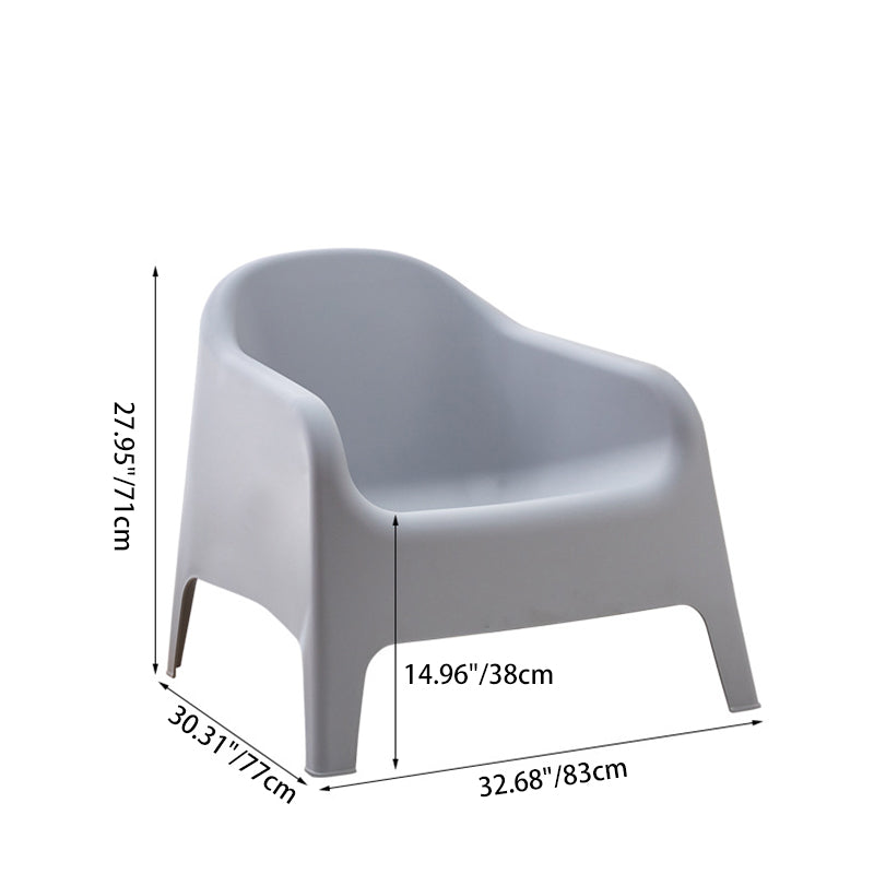 Modern Curved Plastic Accent Chair — Black