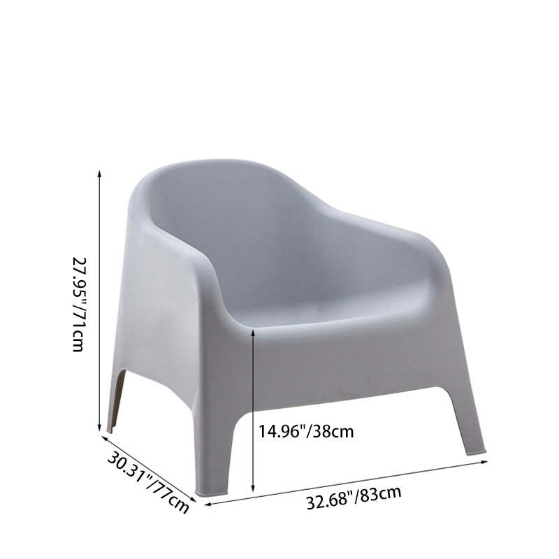 Modern Curved Plastic Accent Chair — Black