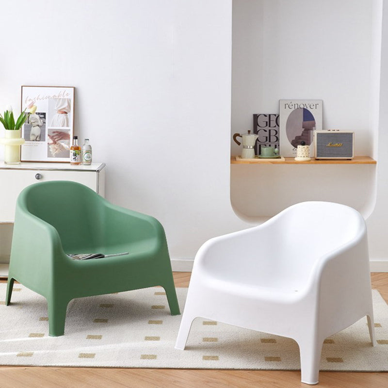 Modern Curved Plastic Accent Chair — White