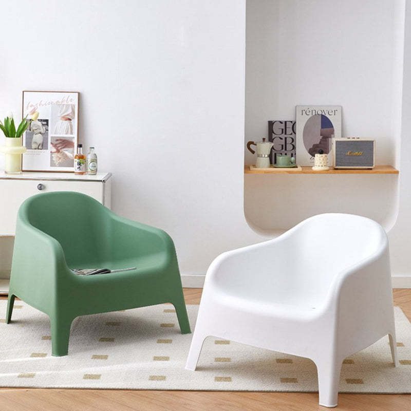 Modern Curved Plastic Accent Chair — White
