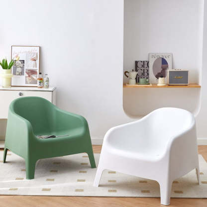 Modern Curved Plastic Accent Chair — White