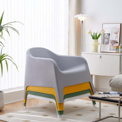 Modern Curved Plastic Accent Chair