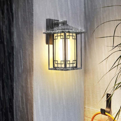 Japanese Box Window Rectangle Glass Aluminum Wall Sconce