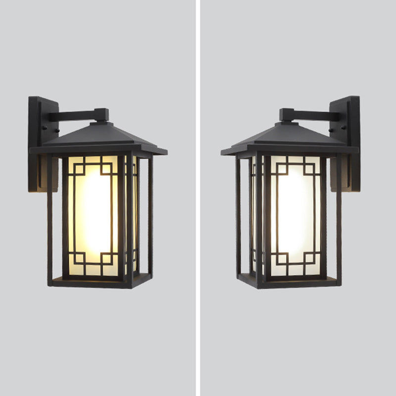 Japanese Box Window Rectangle Glass Aluminum Wall Sconce
