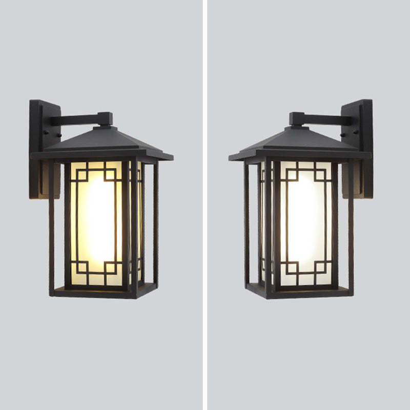 Japanese Box Window Rectangle Glass Aluminum Wall Sconce