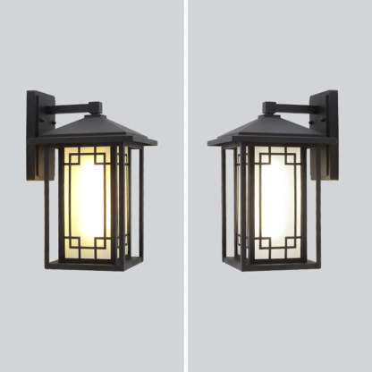 Japanese Box Window Rectangle Glass Aluminum Wall Sconce