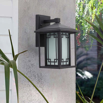 Japanese Box Window Rectangle Glass Aluminum Wall Sconce