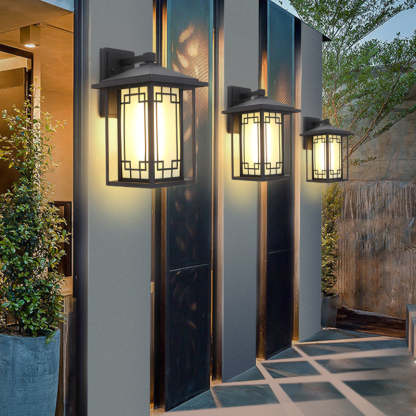 Japanese Box Window Rectangle Glass Aluminum Wall Sconce